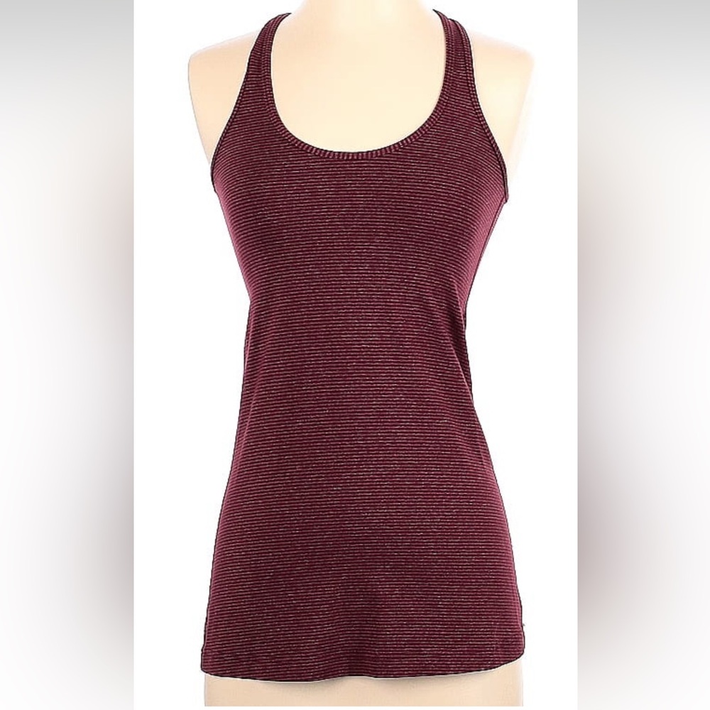 Lululemon Maroon Striped Halter Tank Top Size 2